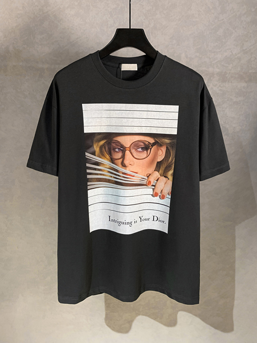 ディオール雑誌表紙丸首半袖Tシャツ