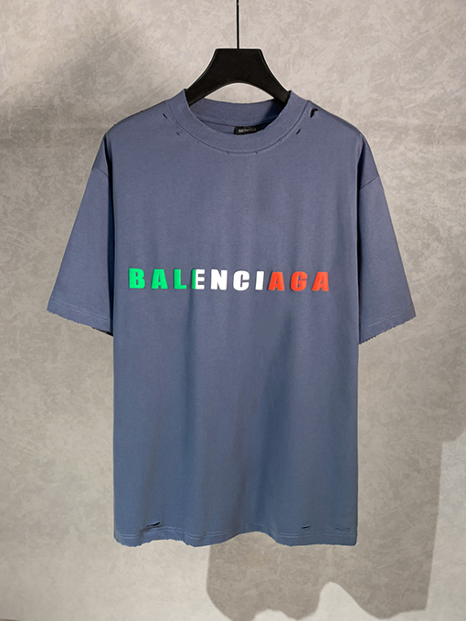 バレンシアガ発泡クルーネック半袖Tシャツ