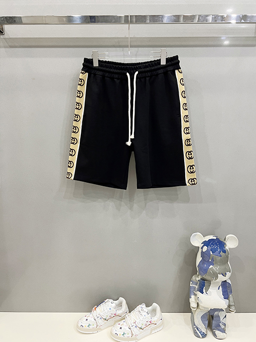 グッチクラシックなダブルGアルファベットロゴウェビングショーツ