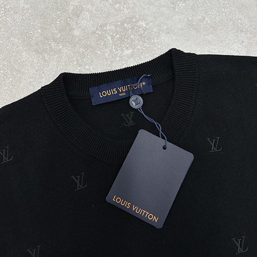 ルイヴィトン小さなロゴ刺繍ニット半袖Tシャツ