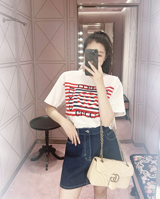 グッチストライププリント半袖Tシャツ