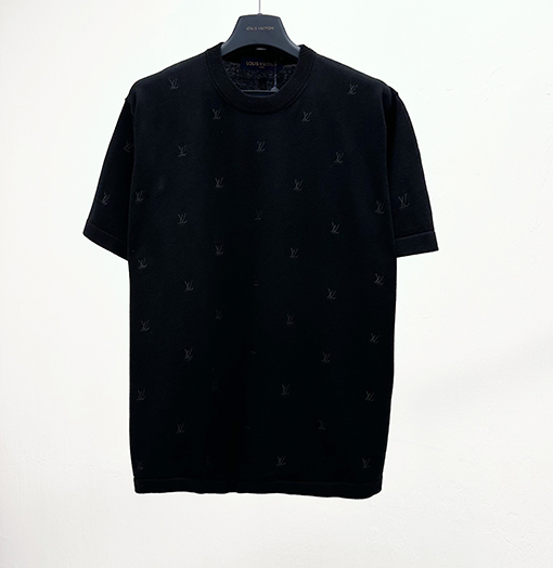 ルイヴィトン小さなロゴ刺繍ニット半袖Tシャツ