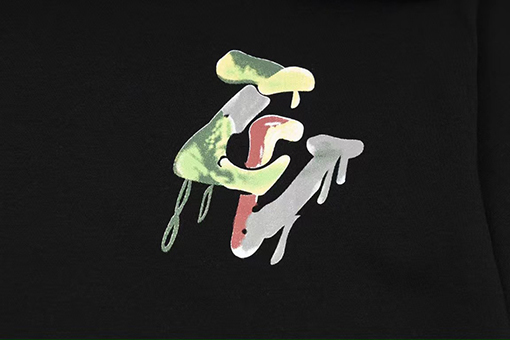 ルイヴィトンバックカラフルな文字エンボス半袖Tシャツ