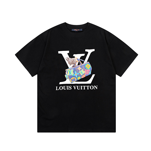 ルイヴィトンコピー落書き文字ハンドバッグプリントTシャツ