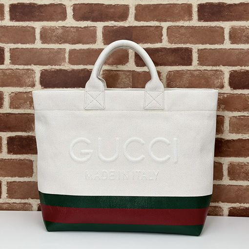 グッチベージュキャンバスショッピングバッグ