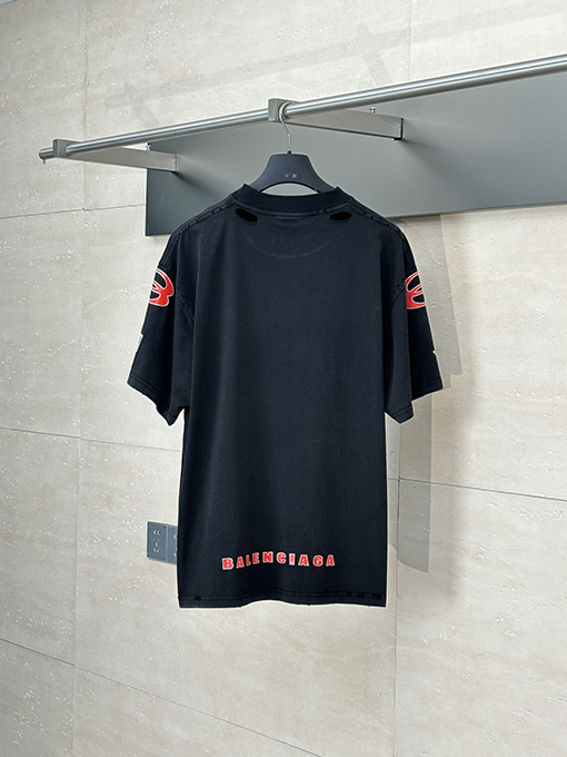 バレンシアガコピーマルチロゴロゴクルーネック半袖Tシャツ