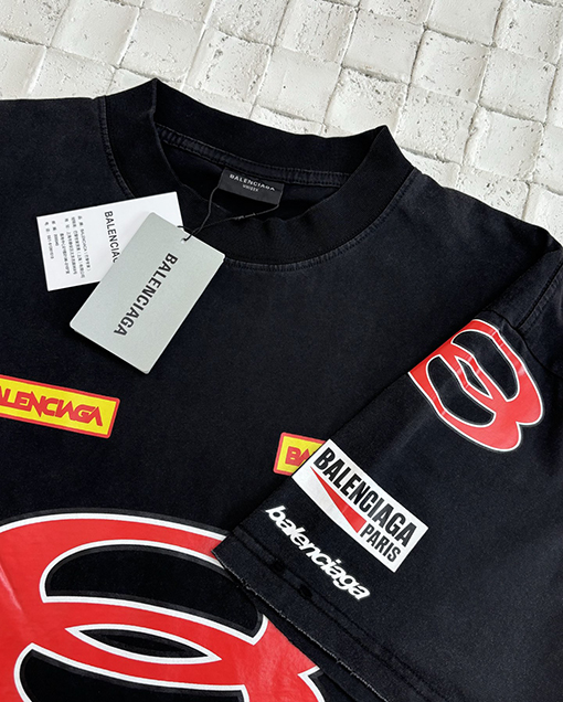 バレンシアガコピーマルチロゴロゴクルーネック半袖Tシャツ