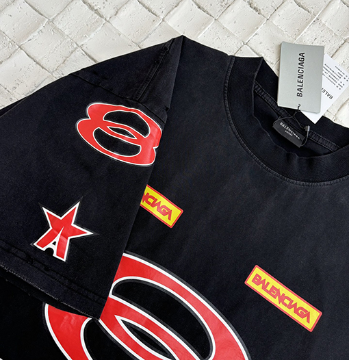 バレンシアガコピーマルチロゴロゴクルーネック半袖Tシャツ