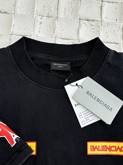 バレンシアガコピーマルチロゴロゴクルーネック半袖Tシャツ
