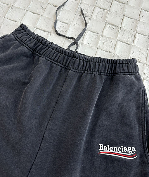 バレンシアガ新しいコーラの波刺繍古い磨かれたパンツ