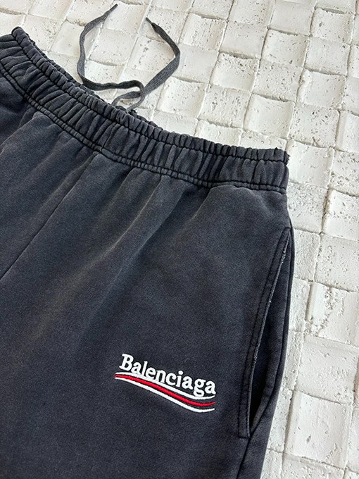 バレンシアガ新しいコーラの波刺繍古い磨かれたパンツ