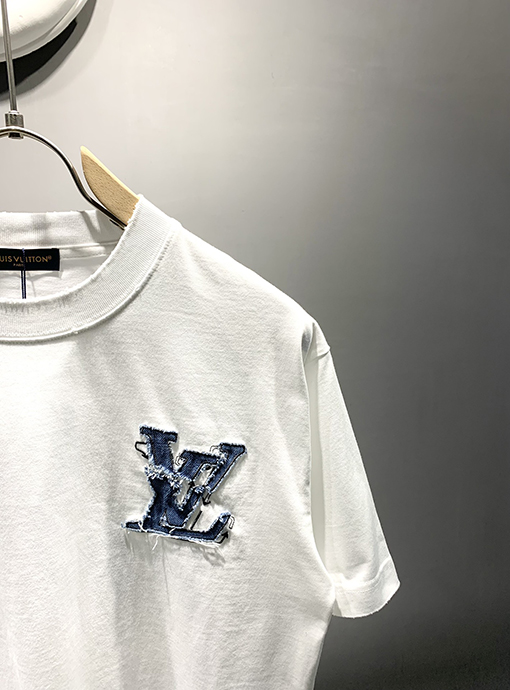 ルイヴィトン新しいデニムパッチ刺繍Tシャツ