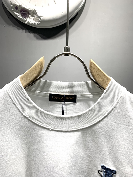 ルイヴィトン新しいデニムパッチ刺繍Tシャツ