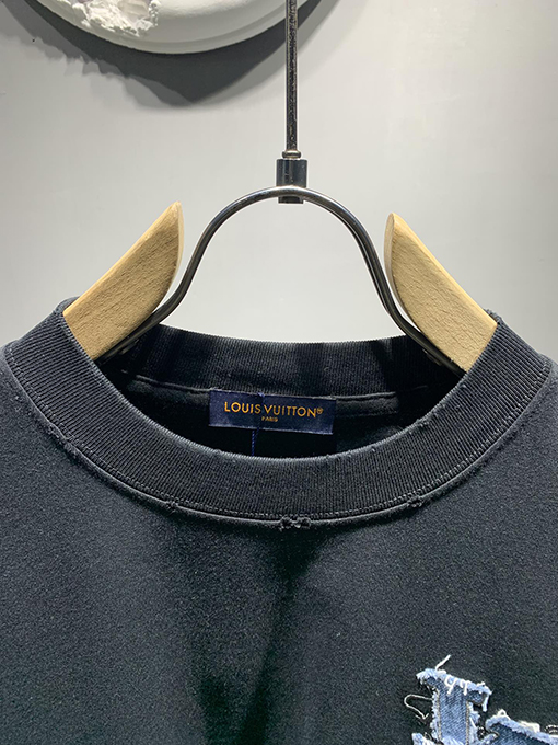 ルイヴィトン新しいデニムパッチ刺繍Tシャツ