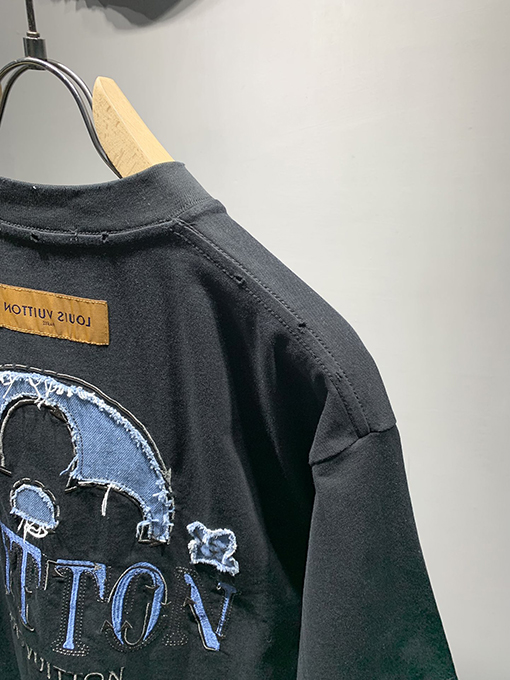 ルイヴィトン新しいデニムパッチ刺繍Tシャツ