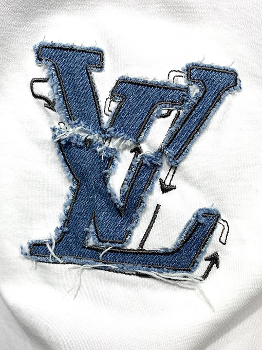 ルイヴィトン新しいデニムパッチ刺繍Tシャツ