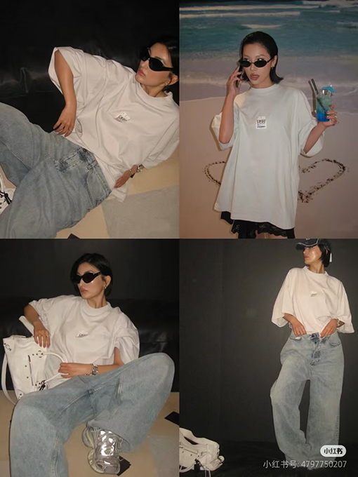 バレンシアガ25ssバレンタイン限定520タグ付箋丸首半袖Tシャツ