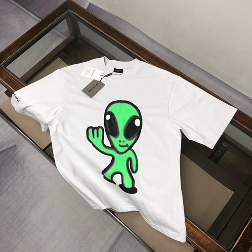 バレンシアガカップル夜光ラウンドネック半袖Tシャツ