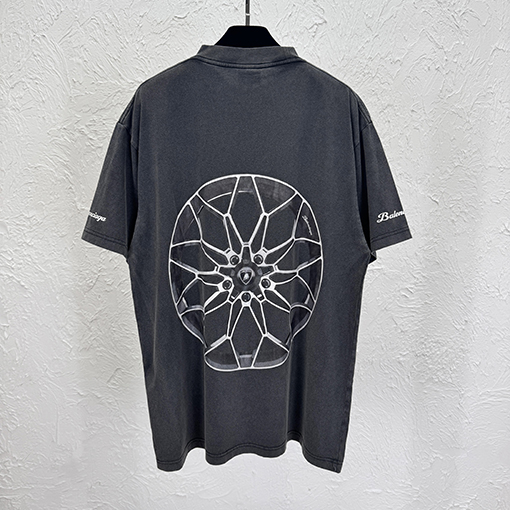 バレンシアガランボルギーニ炒め色プリント半袖Tシャツ