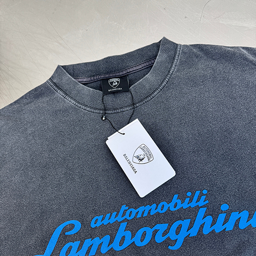 バレンシアガランボルギーニ炒め色プリント半袖Tシャツ