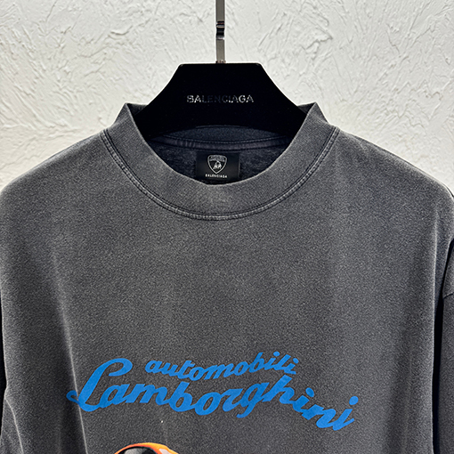 バレンシアガランボルギーニ炒め色プリント半袖Tシャツ