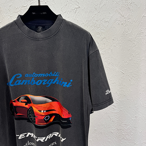 バレンシアガランボルギーニ炒め色プリント半袖Tシャツ