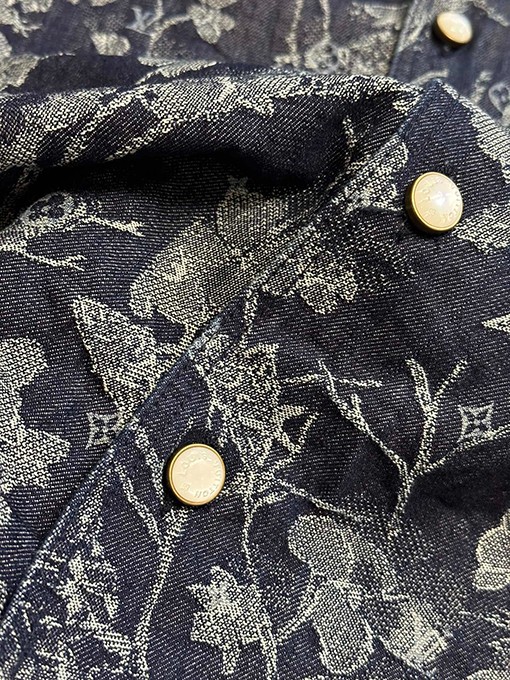 ルイヴィトン25ss新しいジャカード刺繍デニム半袖シャツ