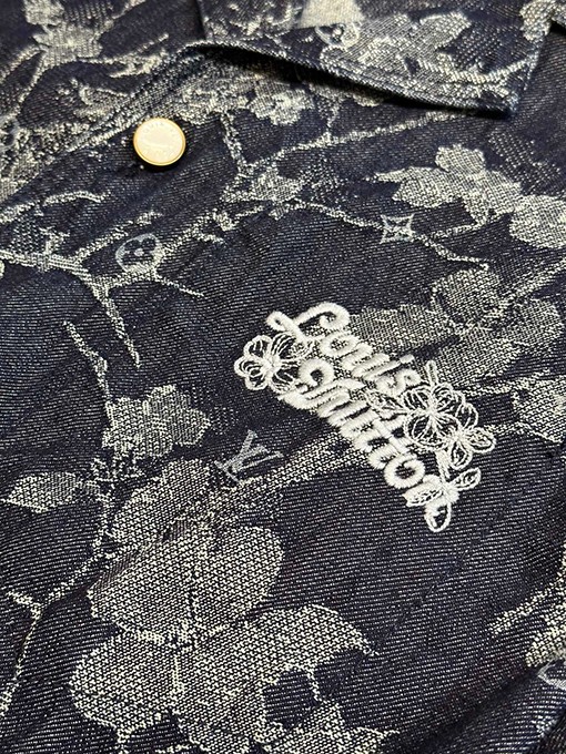 ルイヴィトン25ss新しいジャカード刺繍デニム半袖シャツ