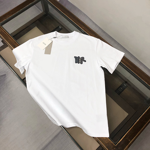 ディオール 新しい刺繍ロゴラウンドネック半袖Tシャツ