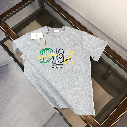 ディオールコピー コントラストプリントロゴラウンドネック半袖Tシャツ