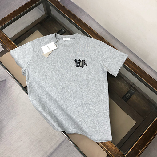 ディオール 新しい刺繍ロゴラウンドネック半袖Tシャツ