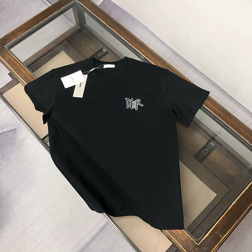 ディオール 新しい刺繍ロゴラウンドネック半袖Tシャツ