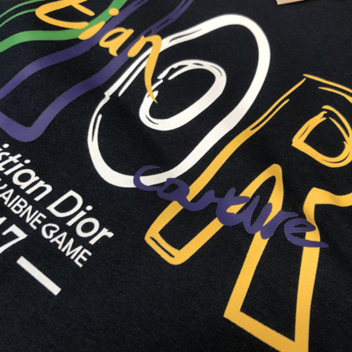 ディオールコピー コントラストプリントロゴラウンドネック半袖Tシャツ