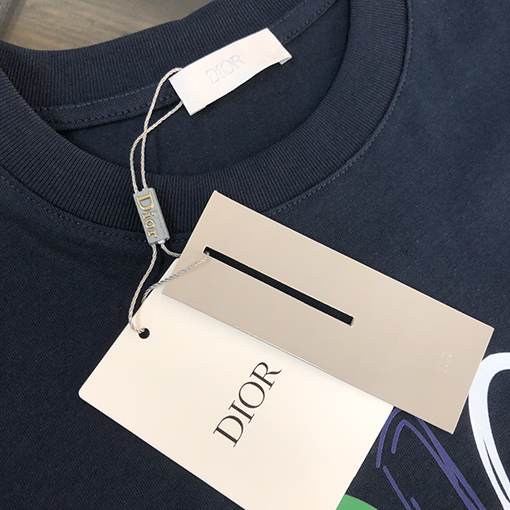 ディオールコピー コントラストプリントロゴラウンドネック半袖Tシャツ