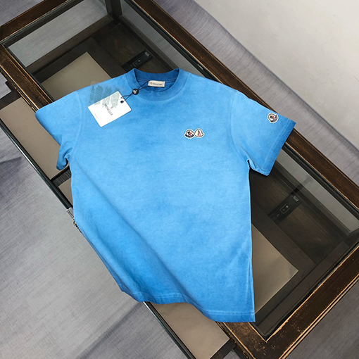 モンクレール 新しい重工炒め色水洗いクラシックダブルロゴ半袖Tシャツ