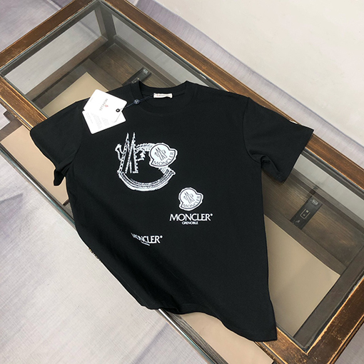 モンクレール 胸のブランドプリントロゴクラフト半袖Tシャツ