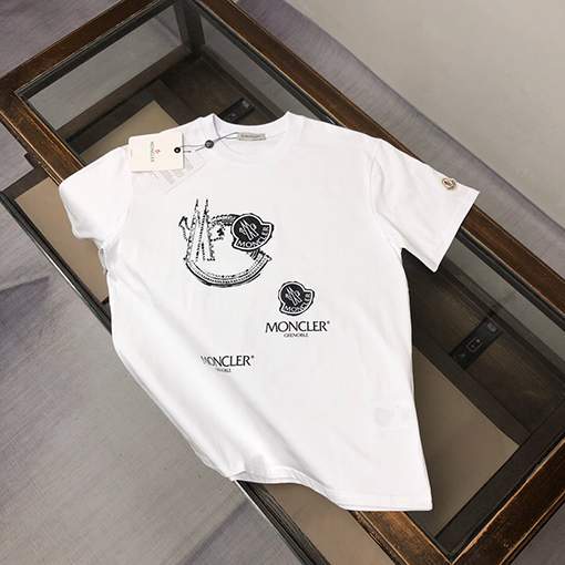 モンクレール 胸のブランドプリントロゴクラフト半袖Tシャツ