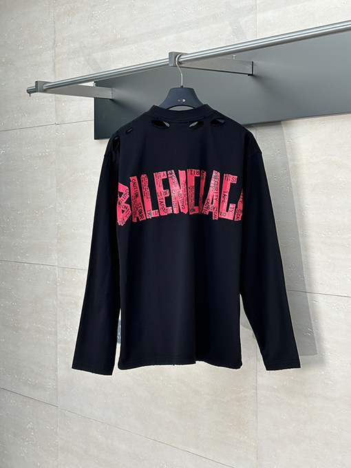 バレンシアガ 新しいマスキングテープ長袖Tシャツ