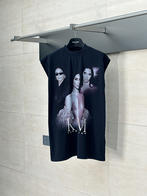 バレンシアガ25SSキミアート磨耗ノースリーブTシャツ