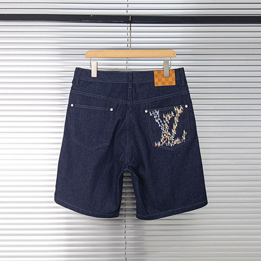 ルイヴィトンコピーLvセーリング刺繍デニムショーツ