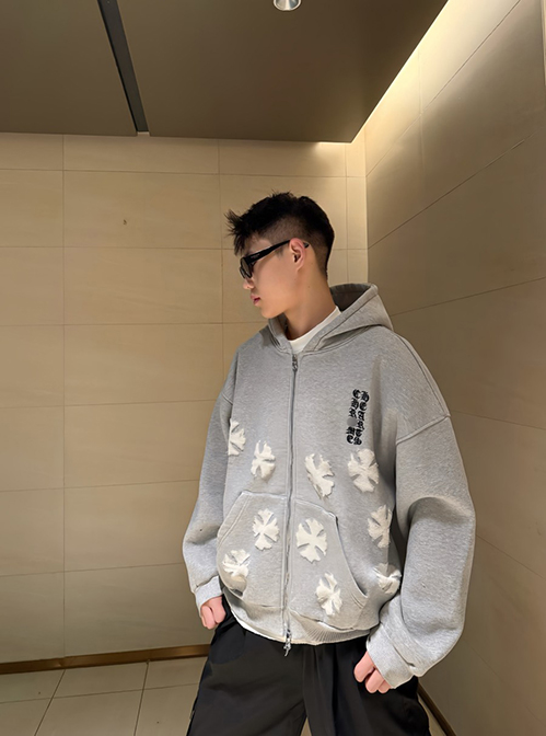 クロムハーツスーパーコピー パーカー フードジャケットクロスパッチ付き