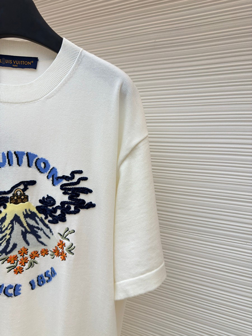 ルイ・ヴィトン ホワイトカラーベーシックなデザイン半袖Tシャツ