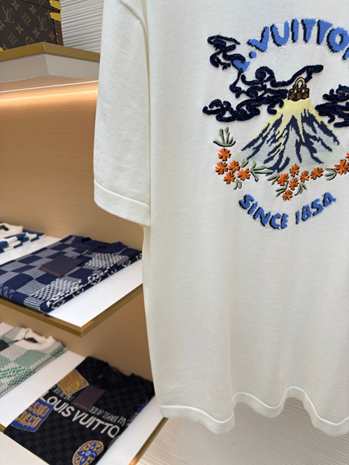 ルイ・ヴィトン ホワイトカラーベーシックなデザイン半袖Tシャツ