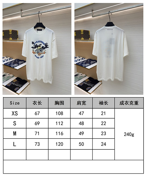 ルイ・ヴィトン ホワイトカラーベーシックなデザイン半袖Tシャツ