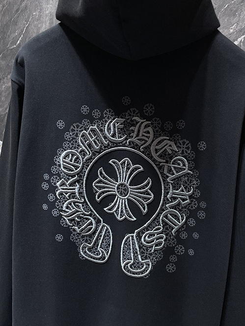 クロムハーツ ホースシュー 裏起毛 フードジップパーカー