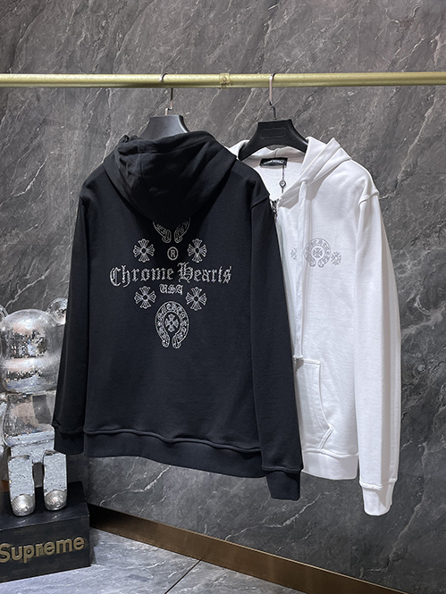 クロムハーツ スーパーコピーホースシュー バックプリント ジップパーカー