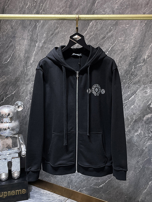 クロムハーツ スーパーコピーホースシュー バックプリント ジップパーカー