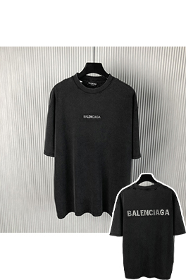 バレンシアガスーパーコピー 新しいホットドリルブランドロゴ水洗い半袖Tシャツ