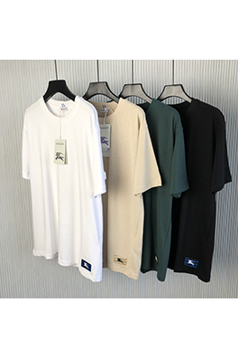 バーバリー 新しいステッカーカジュアルリブラウンドネック半袖Tシャツ