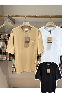 バーバリー  新しいヴィンテージチェック柄のパッチワーク半袖Tシャツ